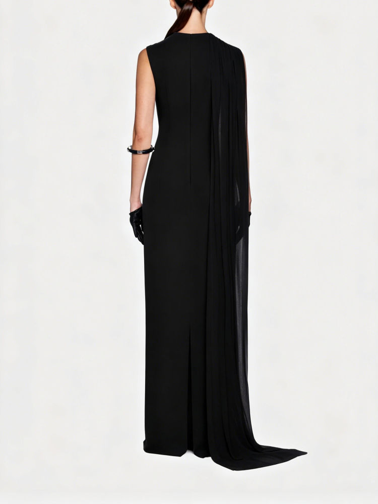 TWOTWINSTYLE Sleeveles Spliced Shawl Ruched Vintage Dress