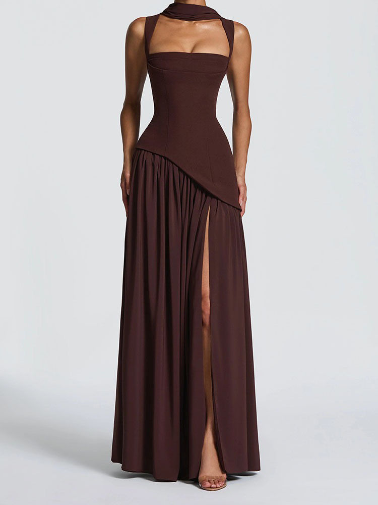 TWOTWINSTYLE Off Shoulder Asymmetrical Tunic Vintage Camisole Dress