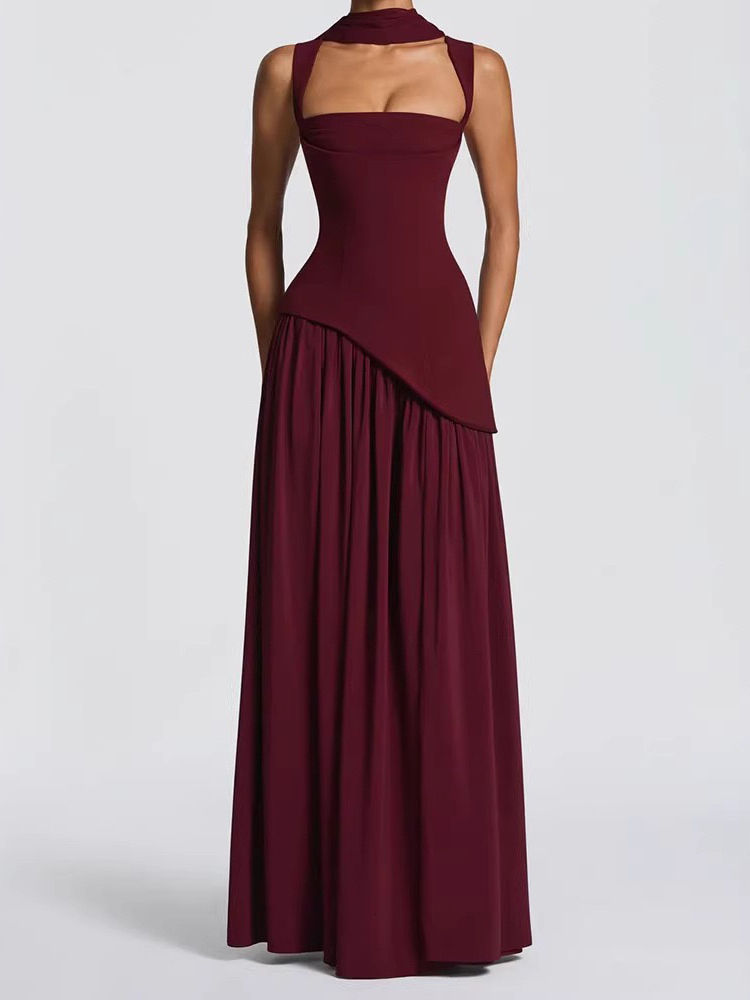 TWOTWINSTYLE Off Shoulder Asymmetrical Tunic Vintage Camisole Dress