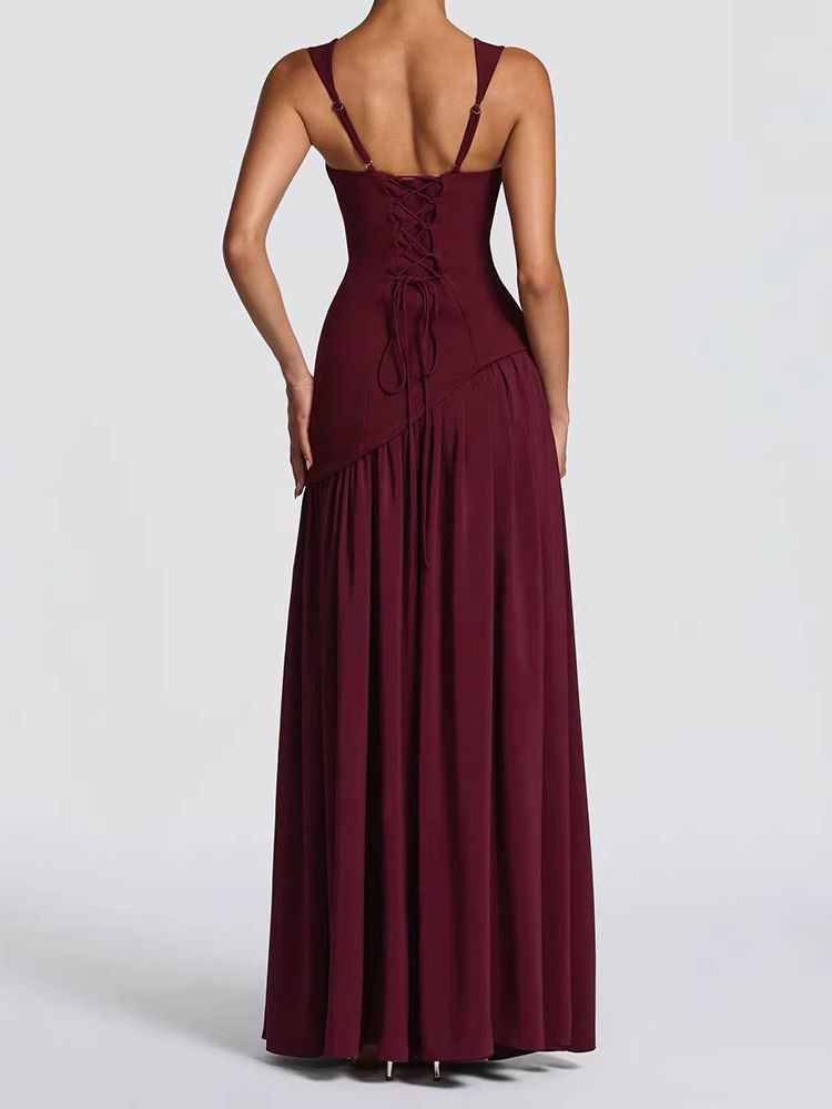 TWOTWINSTYLE Off Shoulder Asymmetrical Tunic Vintage Camisole Dress