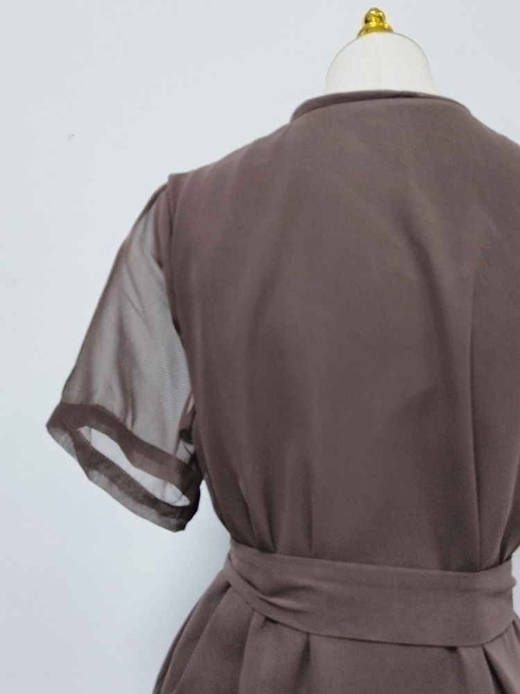 TWOTWINSTYLE V Neck Short Sleeve Top Patchwork Ruffles Skirt Vintage Set