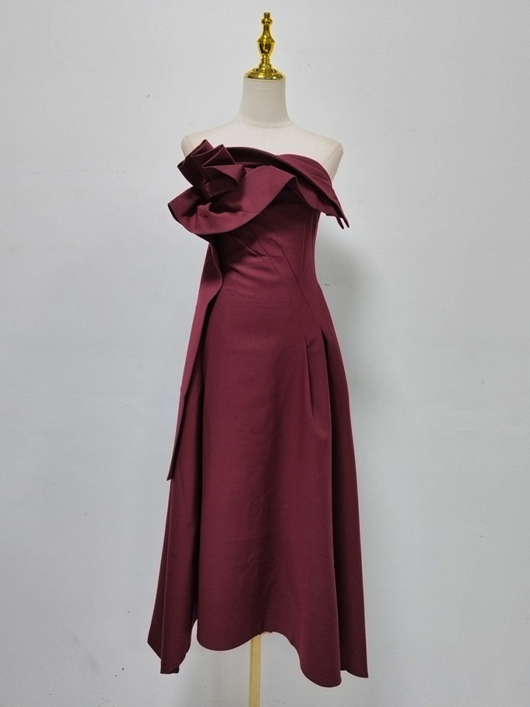 TWOTWINSTYLE Spliced Ruched High Waist Irregular Hem Fashion Dress