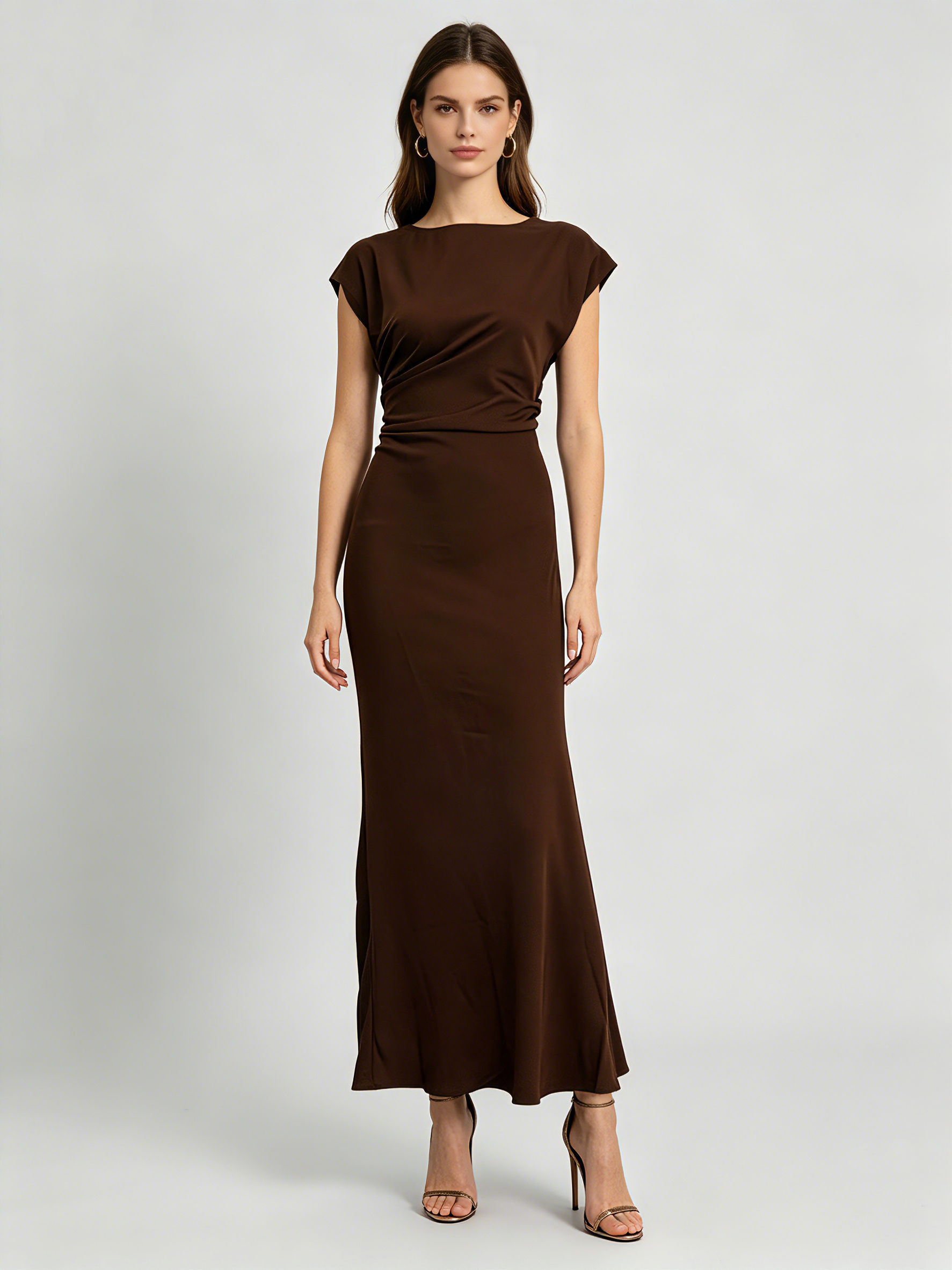 TWOTWINSTYLE Round Neck Sleeveles High Waist Design Dress