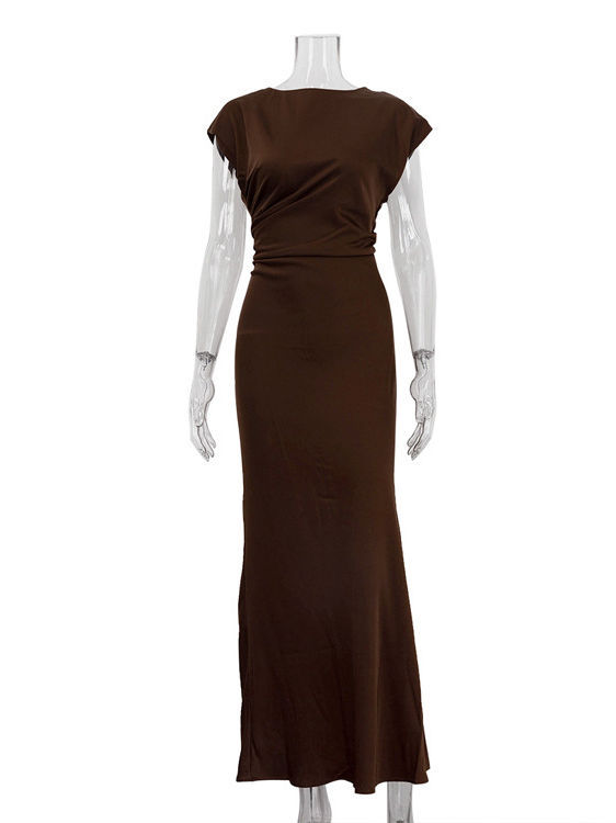 TWOTWINSTYLE Round Neck Sleeveles High Waist Design Dress