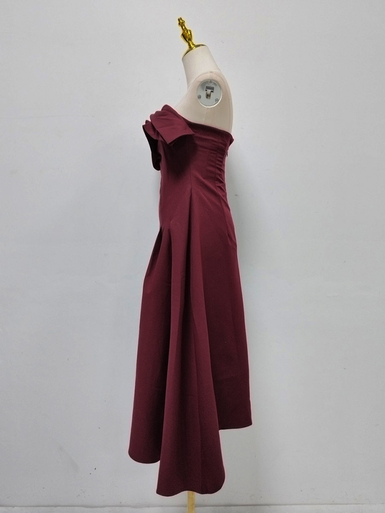 TWOTWINSTYLE Spliced Ruched High Waist Irregular Hem Fashion Dress