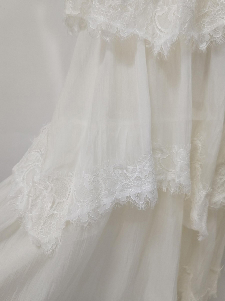 TWOTWINSTYLE Solid Off Shoulder Spliced Lace Designer Dress