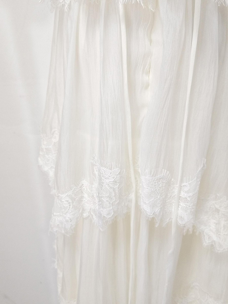 TWOTWINSTYLE Solid Off Shoulder Spliced Lace Designer Dress