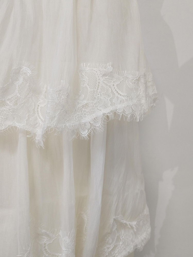 TWOTWINSTYLE Solid Off Shoulder Spliced Lace Designer Dress