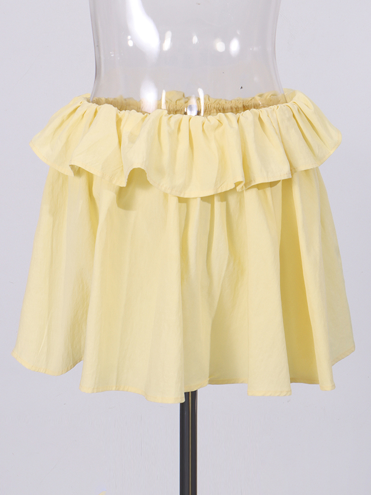 TWOTWINSTYLE Solid Long Sleeves Patchwork Lace Up Top Mini Skirt Fashion Set