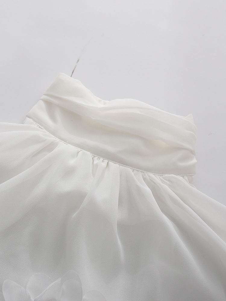 TWOTWINSTYLE Turtleneck Off Shoulder Spliced Flower Chiffon Maxi Dress