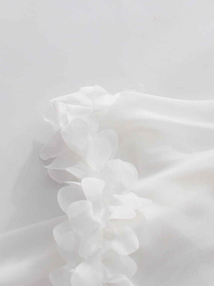 TWOTWINSTYLE Turtleneck Off Shoulder Spliced Flower Chiffon Maxi Dress