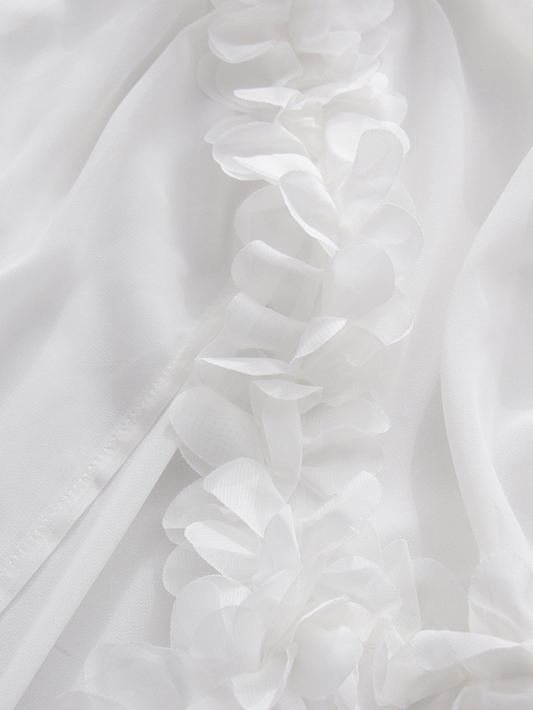 TWOTWINSTYLE Turtleneck Off Shoulder Spliced Flower Chiffon Maxi Dress