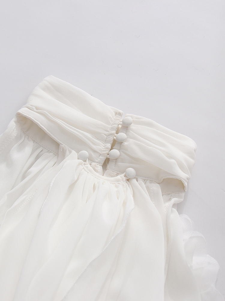 TWOTWINSTYLE Turtleneck Off Shoulder Spliced Flower Chiffon Maxi Dress