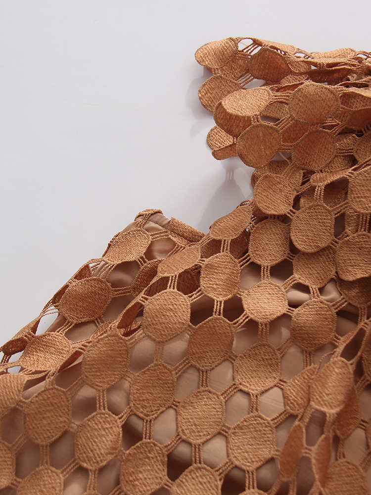 TWOTWINSTYLE Round Neck Sleeveles Patchwork Wafer Vintage Dress
