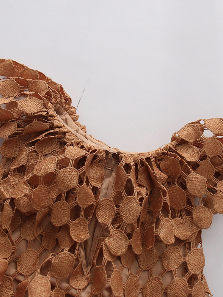 TWOTWINSTYLE Round Neck Sleeveles Patchwork Wafer Vintage Dress