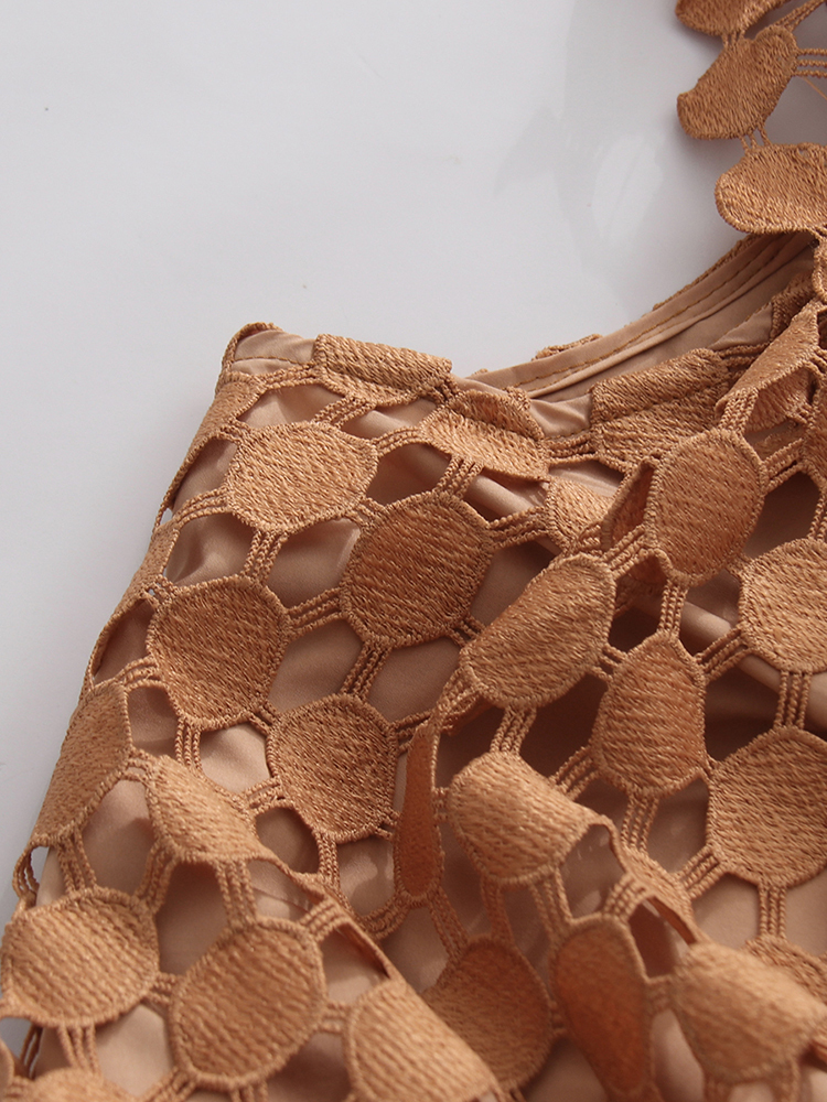TWOTWINSTYLE Round Neck Sleeveles Patchwork Wafer Vintage Dress