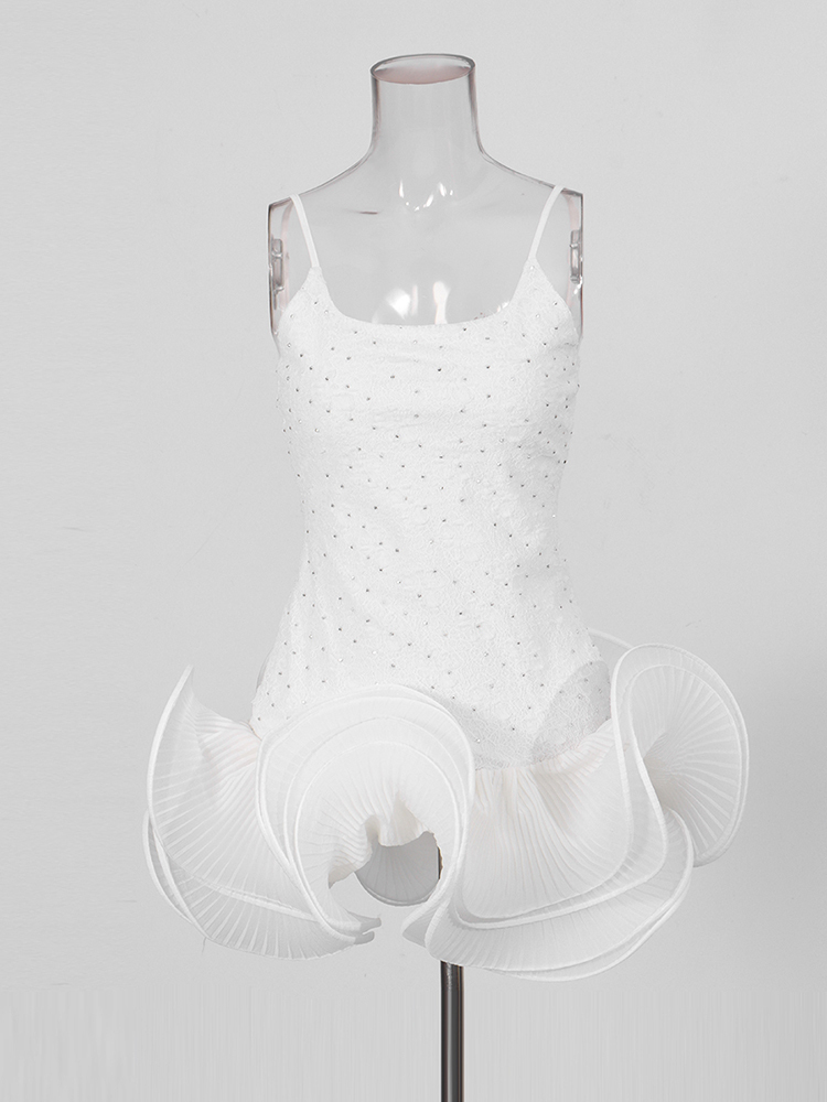 TWOTWINSTYLE Square Collar Patchwork 3D Flower Woman Dress