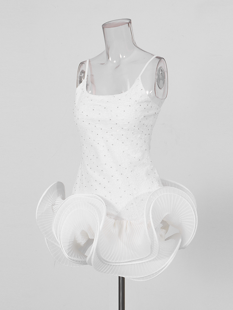 TWOTWINSTYLE Square Collar Patchwork 3D Flower Woman Dress