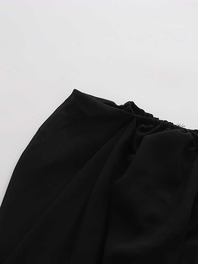 TWOTWINSTYLE Off Shoulder One Sleeve Pleated Chic Crop Shirt