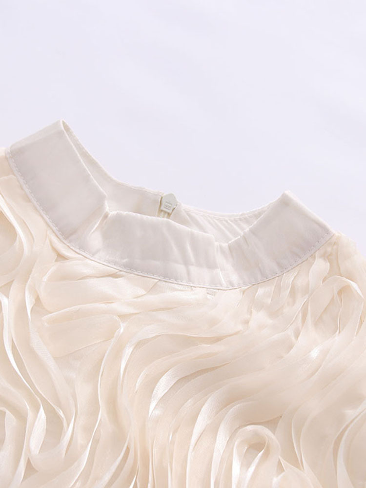 TWOTWINSTYLE Solid Puff Sleeve High Waist Vintage Dress