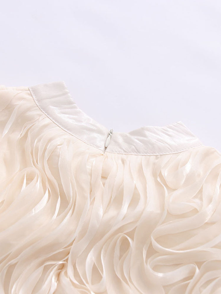 TWOTWINSTYLE Solid Puff Sleeve High Waist Vintage Dress