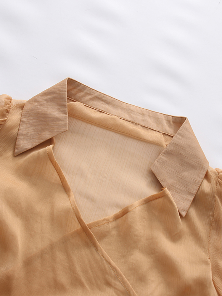 TWOTWINSTYLE Lapel Tunic Top Irregular Hem Skirt Fashion Two Piece Set