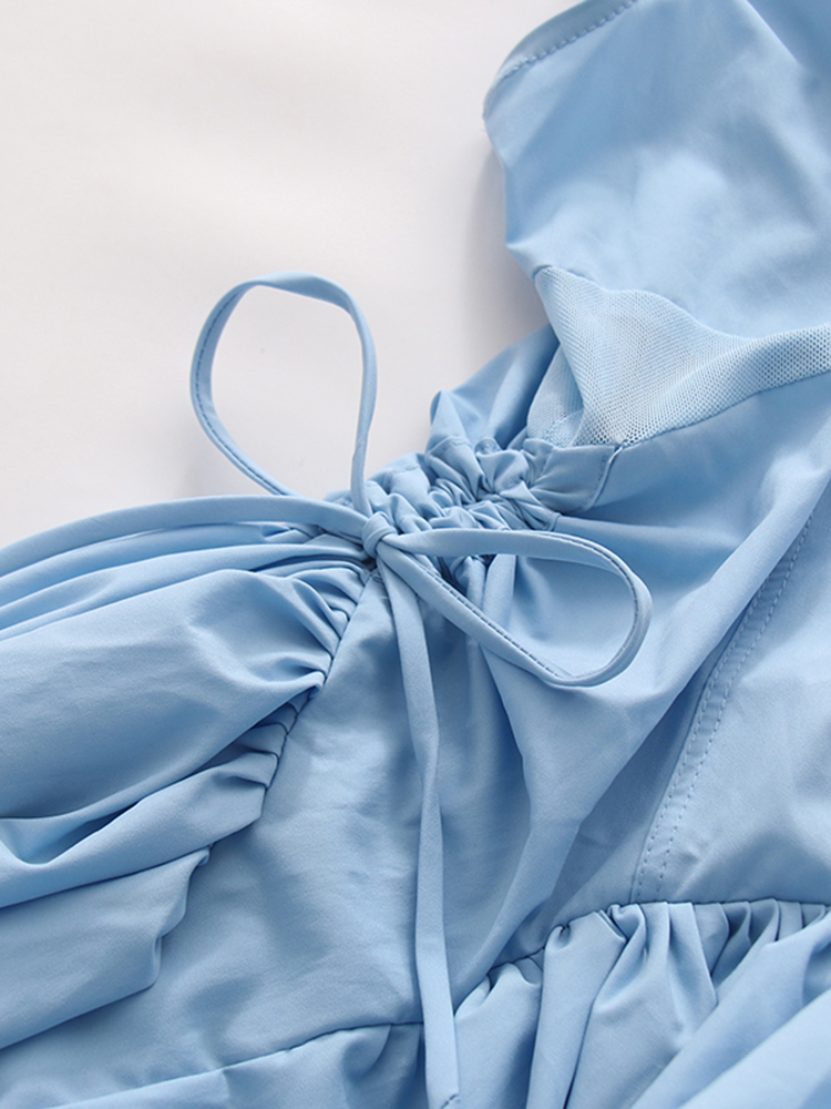 TWOTWINSTYLE Sleeveles High Waist Spliced Bowknot Designer Dress
