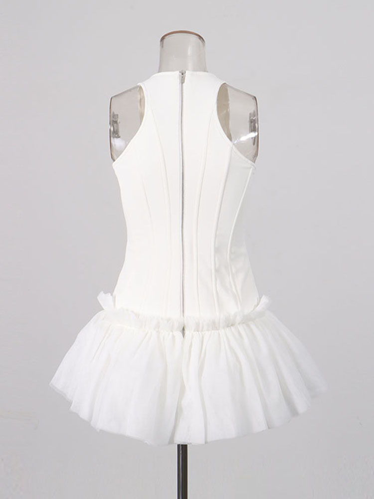 TWOTWINSTYLE Patchwork Metal Decoration Tunic Sexy Dress