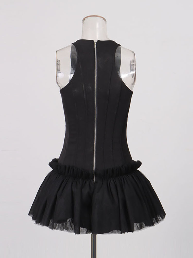 TWOTWINSTYLE Patchwork Metal Decoration Tunic Sexy Dress