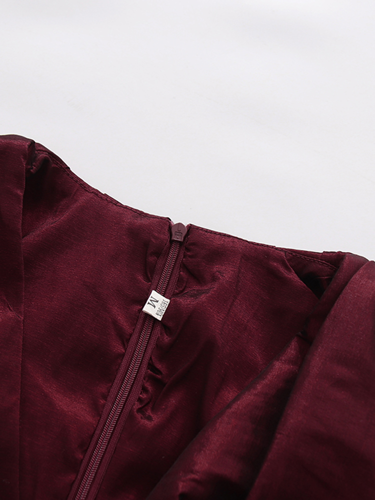 TWOTWINSTYLE V Neck Tunic Pleated Minimalist Midi Dress