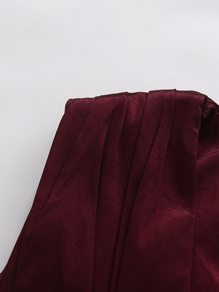 TWOTWINSTYLE V Neck Tunic Pleated Minimalist Midi Dress