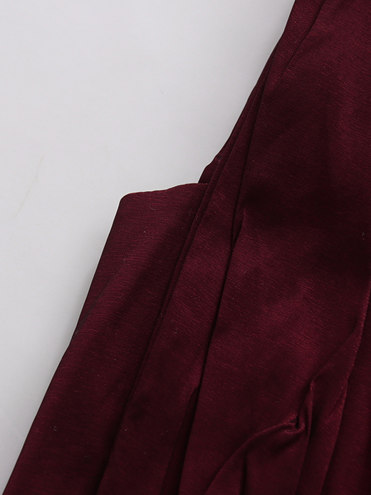 TWOTWINSTYLE V Neck Tunic Pleated Minimalist Midi Dress