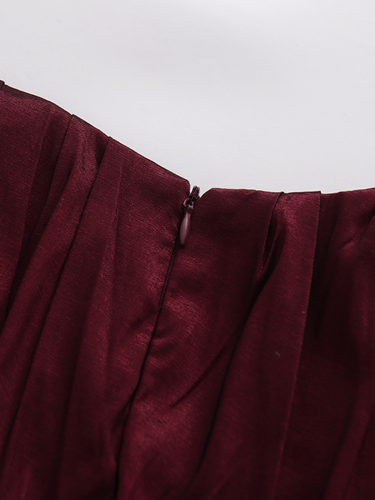 TWOTWINSTYLE V Neck Tunic Pleated Minimalist Midi Dress