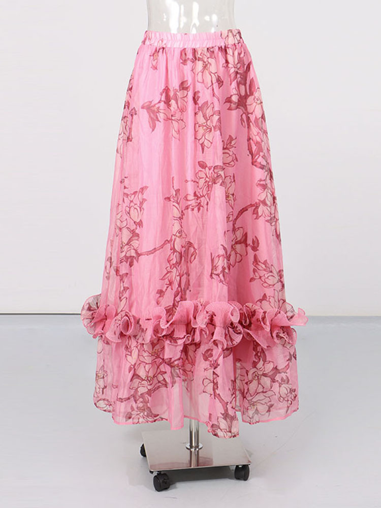 TWOTWINSTYLE Stand Collar Sleeveles Top High Waist Skirt Chic Dress