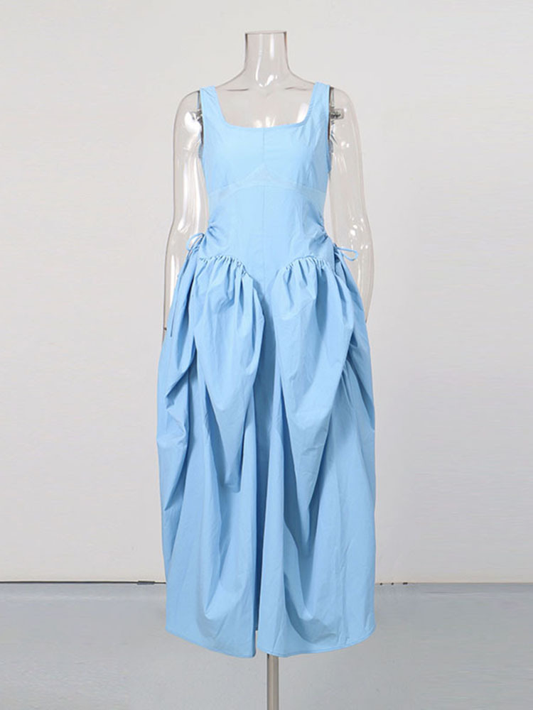 TWOTWINSTYLE Sleeveles High Waist Spliced Bowknot Designer Dress