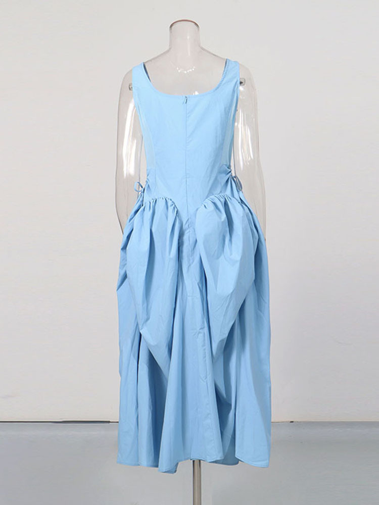 TWOTWINSTYLE Sleeveles High Waist Spliced Bowknot Designer Dress