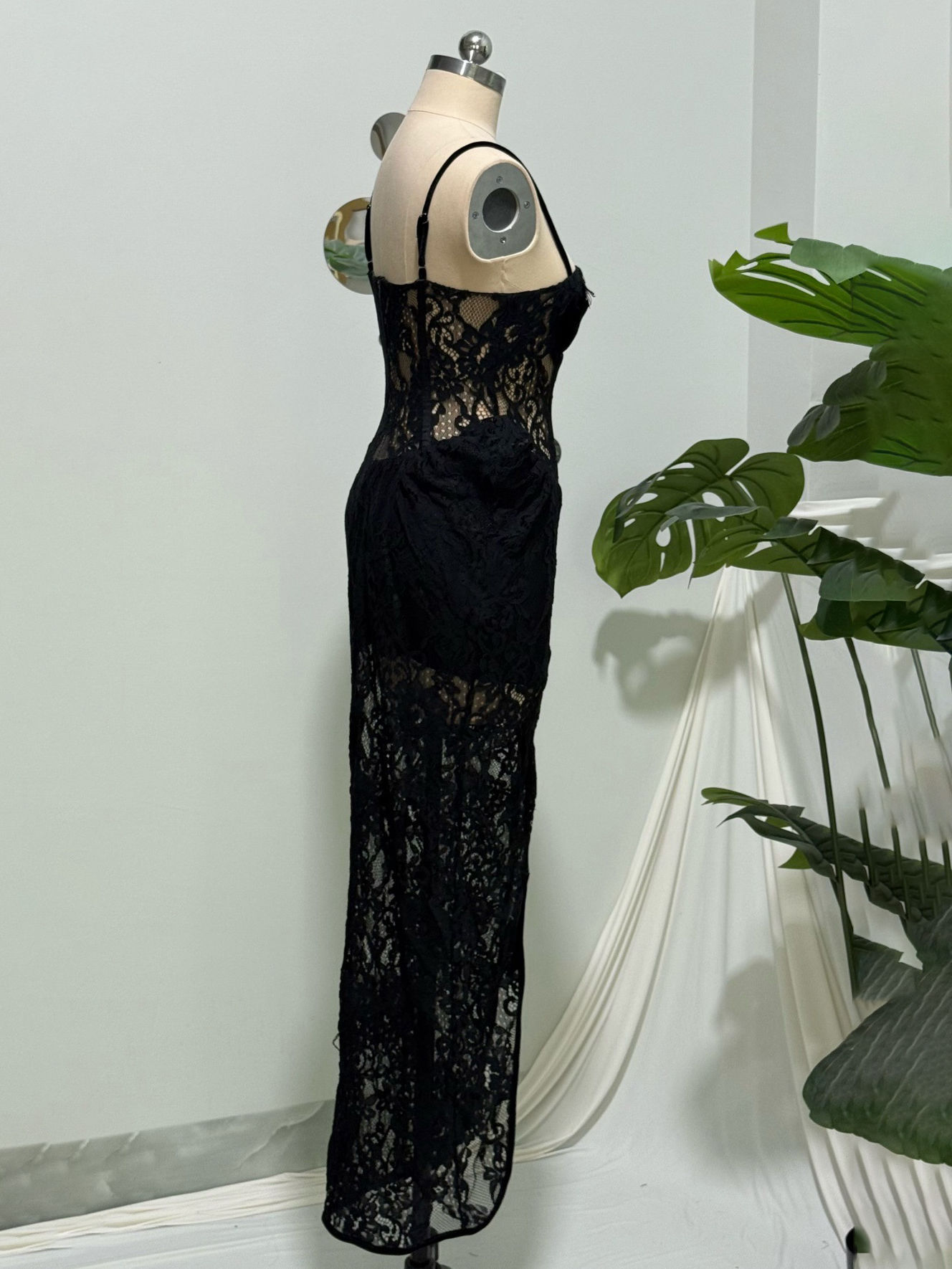 TWOTWINSTYLE Lace Side Split Tunic Sexy Camisole Dress