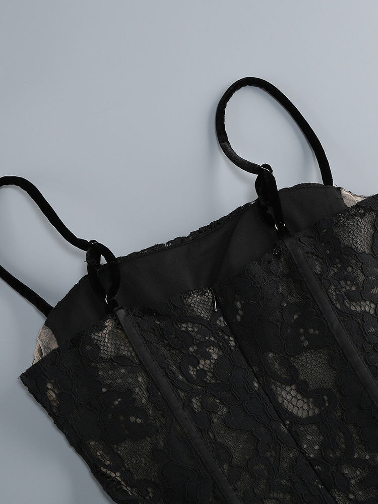 TWOTWINSTYLE Lace Side Split Tunic Sexy Camisole Dress