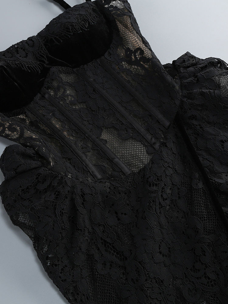 TWOTWINSTYLE Lace Side Split Tunic Sexy Camisole Dress