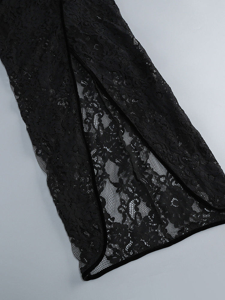 TWOTWINSTYLE Lace Side Split Tunic Sexy Camisole Dress