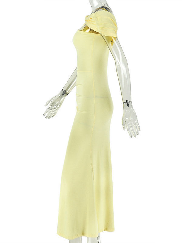 TWOTWINSTYLE Off Shoulder High Waist Side Split Chic Dress