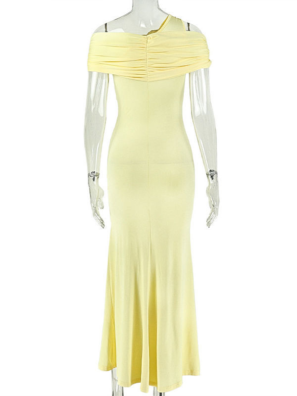 TWOTWINSTYLE Off Shoulder High Waist Side Split Chic Dress