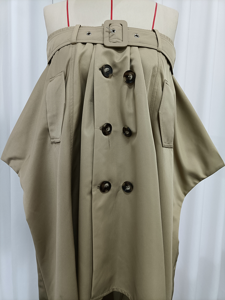 TWOTWINSTYLE Off Shoulder Trench-Style Belt Detail Vintage Dress