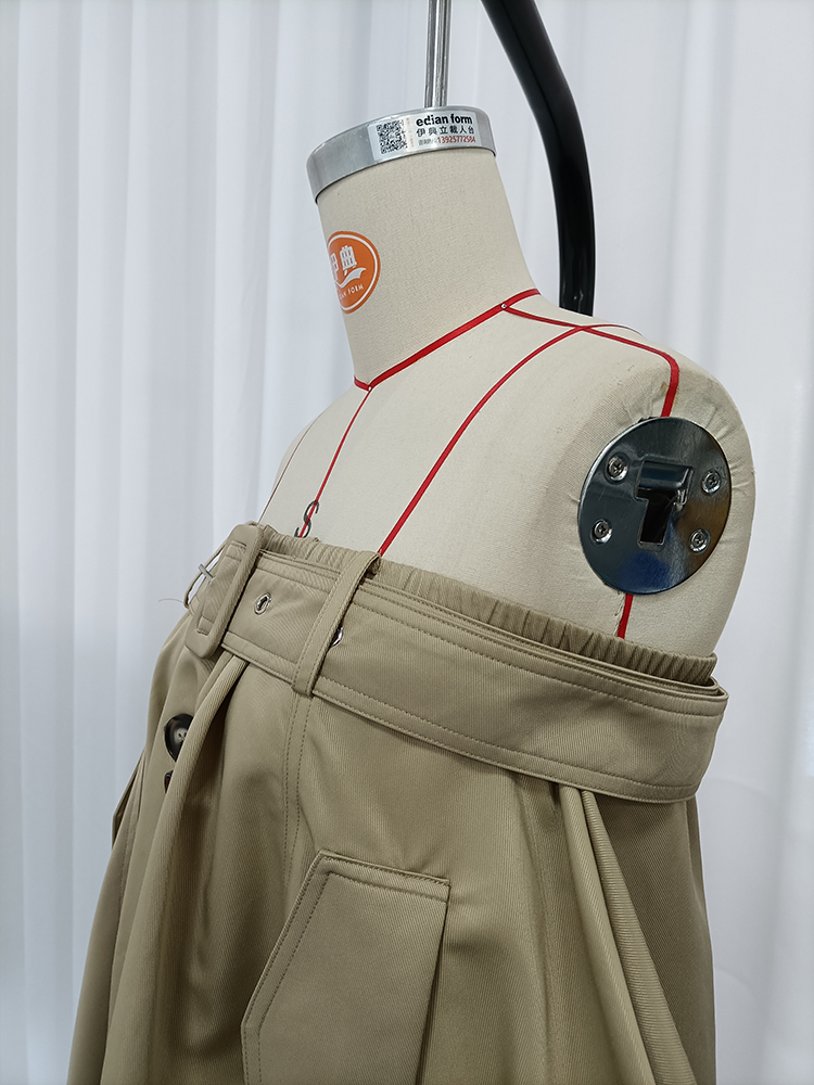TWOTWINSTYLE Off Shoulder Trench-Style Belt Detail Vintage Dress