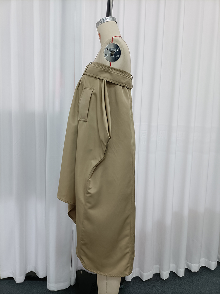 TWOTWINSTYLE Off Shoulder Trench-Style Belt Detail Vintage Dress