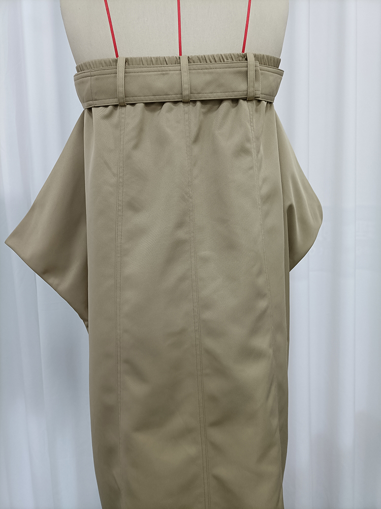 TWOTWINSTYLE Off Shoulder Trench-Style Belt Detail Vintage Dress