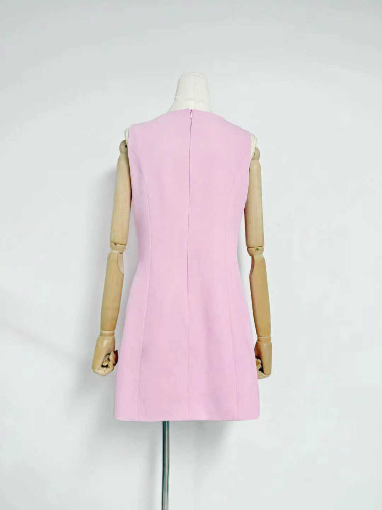 TWOTWINSTYLE Round Neck Tunic Patchwork Appliques Chic Dress