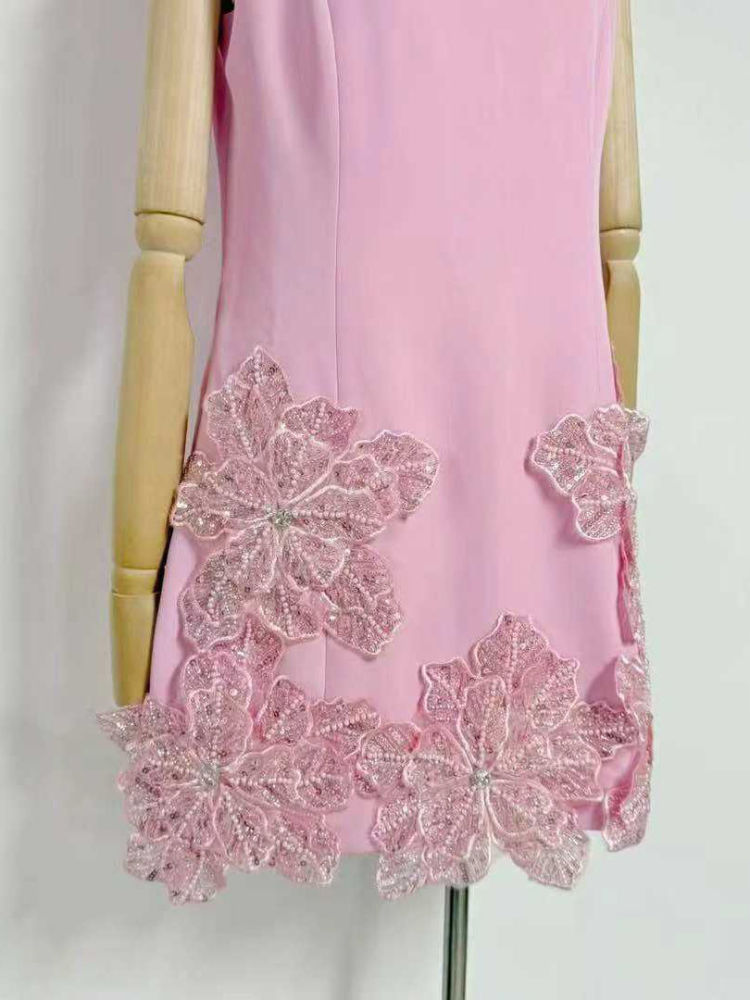 TWOTWINSTYLE Round Neck Tunic Patchwork Appliques Chic Dress