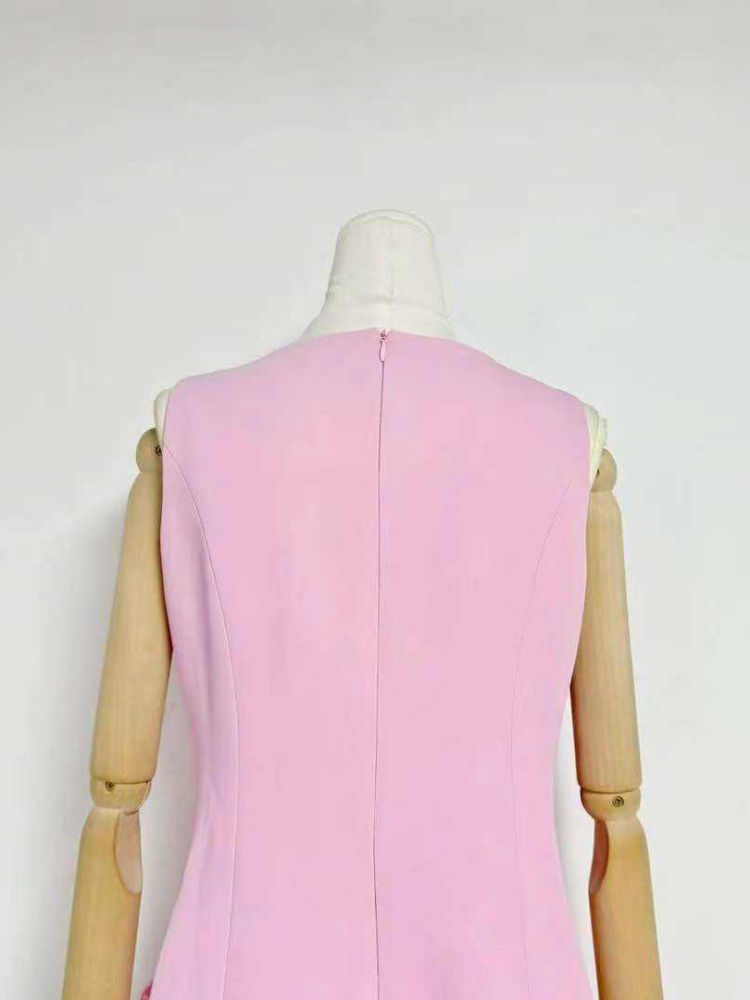 TWOTWINSTYLE Round Neck Tunic Patchwork Appliques Chic Dress