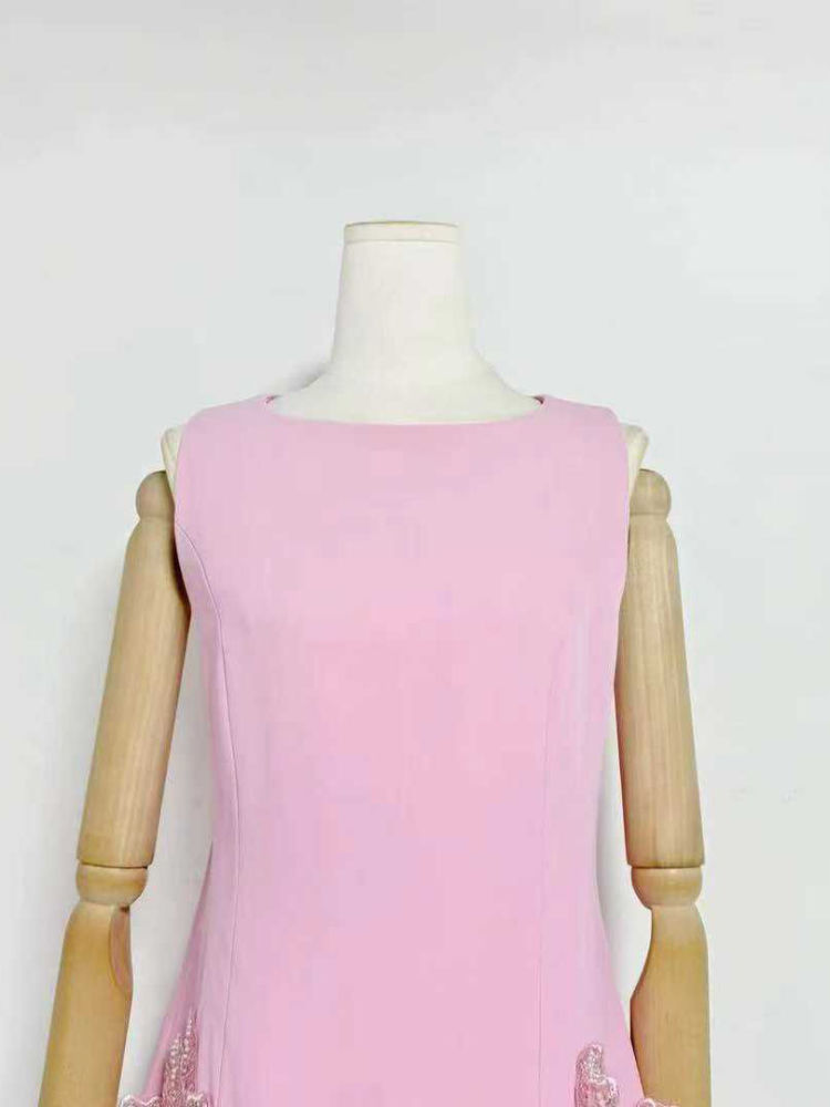 TWOTWINSTYLE Round Neck Tunic Patchwork Appliques Chic Dress